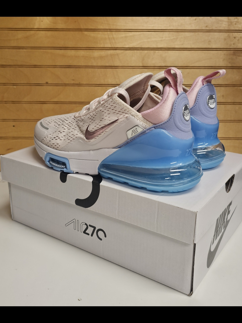 Nike Air Max 270 Women's Running Shoe - Light Pink/Blue New Size 7 - Picture 2 of 12